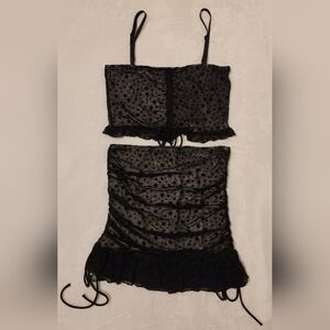 Current Mood Dolls Kill - Star Mesh Skirt And Cami Set